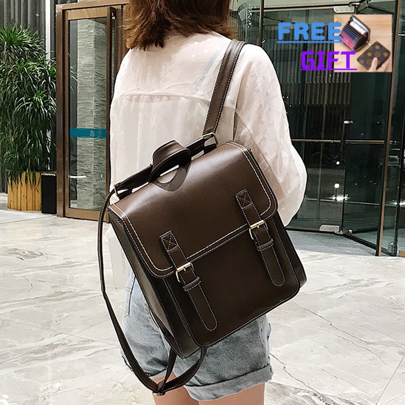 2022 New PU Leather Backpack Leisure Backpack Shaped Student Schoolbag