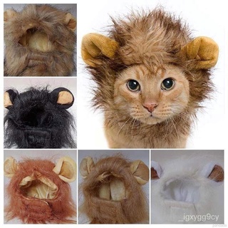COD 1002 Pet Cat Dog Emulation Lion Hair Mane Ears Cap Autumn Lion Mane Wig Ehkd #1