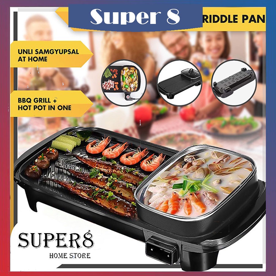 High Quality Original 2in1 Electric Samgyupsal Hot Pot Oven Non-stick 