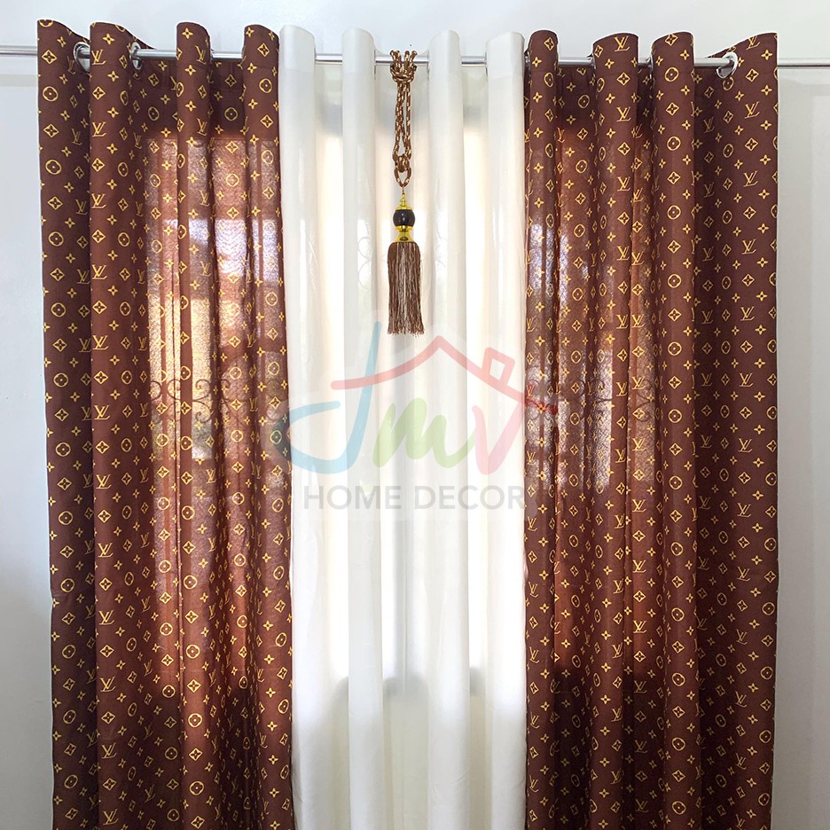 3 in 1 Set LV (Louis Vuitton) Brown Ring Curtains (Tassel Not