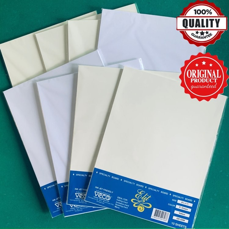 Veco Elit Vellum Specialty Board 220gsm 10sheets White/Cream Long/Short ...