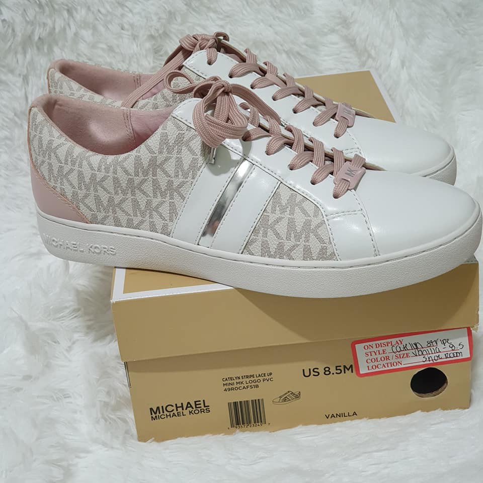 Michael Kors 100% USA Authentic Catelyn Stripe Lace Up Shoes Vanilla  Sneakers | Shopee Philippines