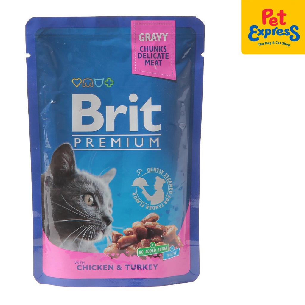 Brit Premium Chicken and Turkey Wet Cat Food 100g (24 pouches) Shopee