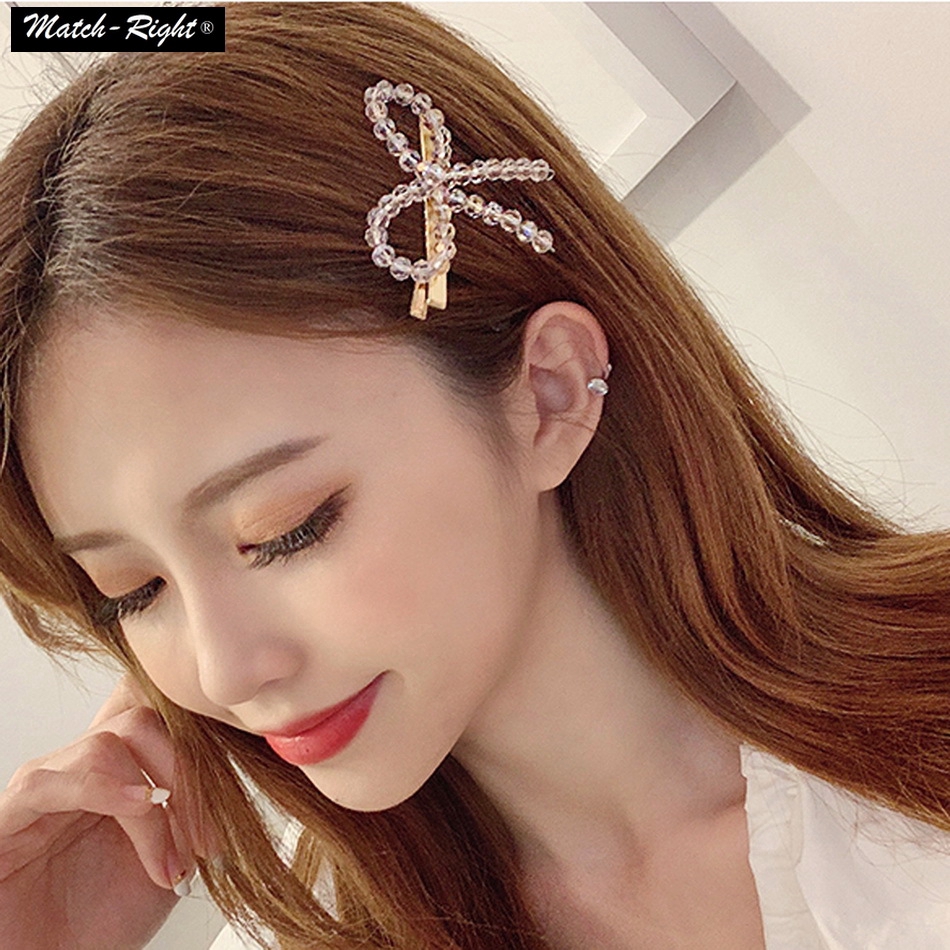 8 15 Bowknot Rhinestone Hair Clips Crystal Hair Clip Side Clips