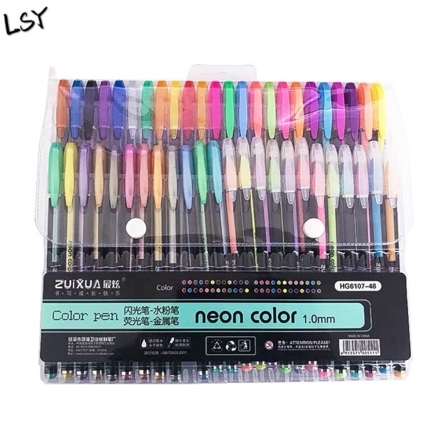 LSY Zuixua Neon Color Pen 48 colors set （Metallic/Glitted/Highlighter ...