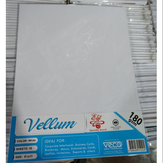 veco elit vellum board 180gsm white (10sheets per pack) Shopee