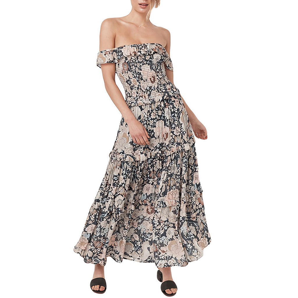 flowy off the shoulder maxi dress