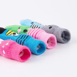 4Pcs Cute Pet Dog Socks with Print Anti-Slip Cats Puppy Shoes Paw Protector Products #4