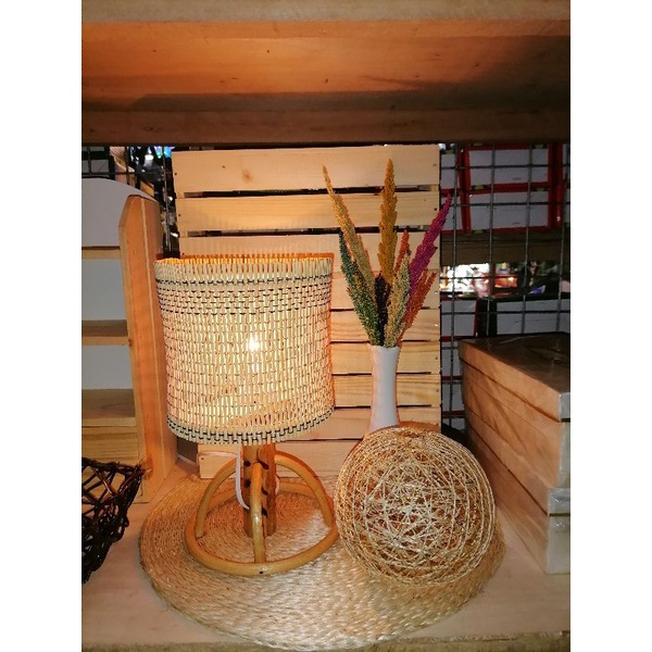 Rattan Lampshade w/ Stand Bamboo Lampshade Boho Lampshade w/ Stand