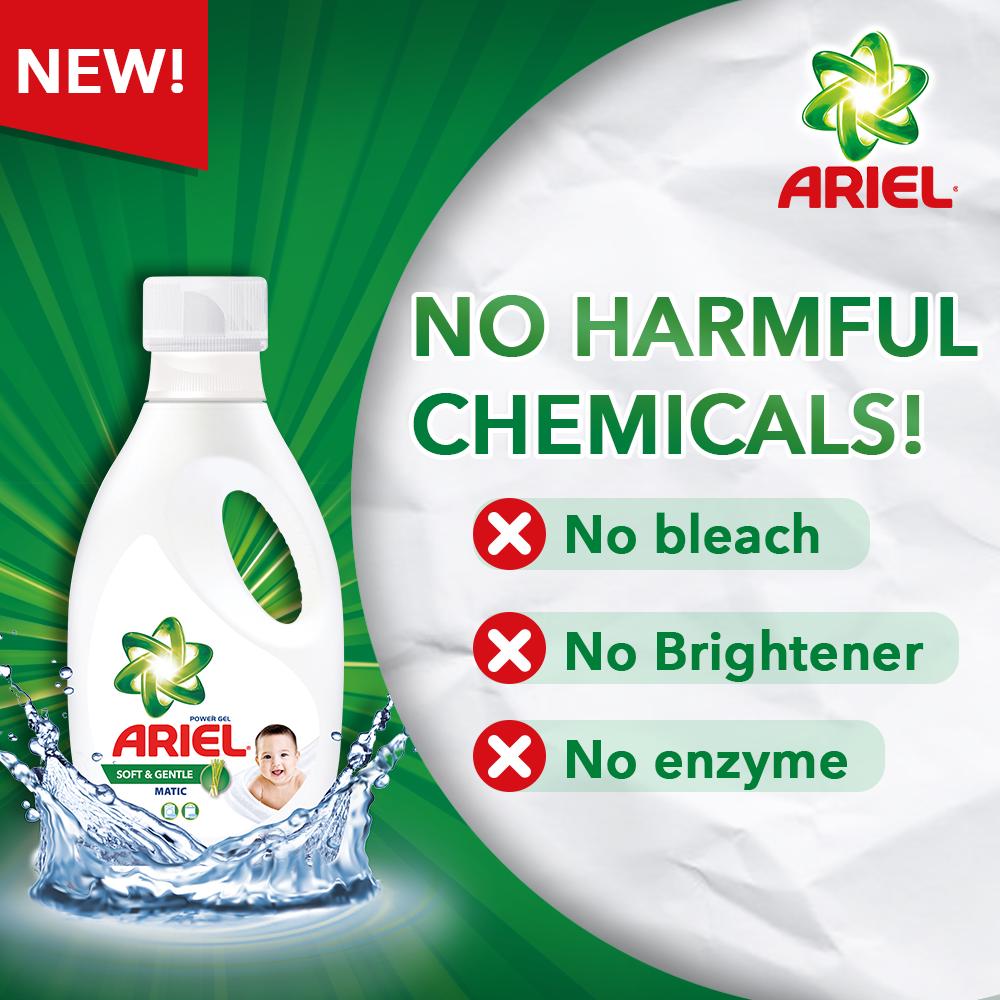 Ariel Liquid Detergent Soft and Gentle Bottle (900mL) + Soft and Gentle