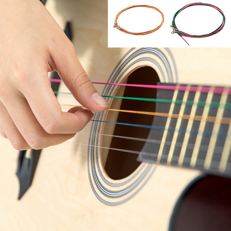 KAWES 6Pcs/Set Guitar Strings Rainbow Colorful Guitar Strings for