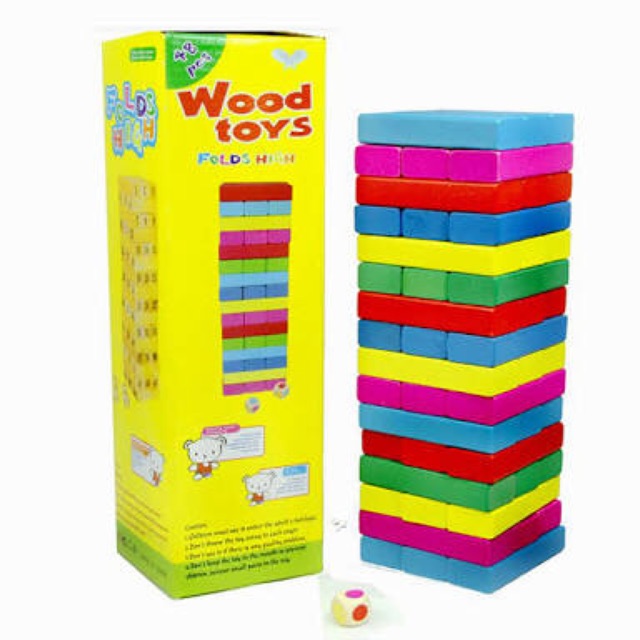 Big Wooden Colored Jenga for Kids with dice Shopee Philippines