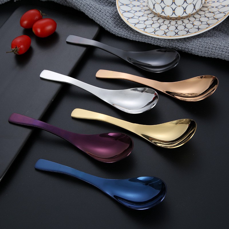 Ready Stock Portable Stainless Steel Rice Spoon Round spoon soup spoon ...