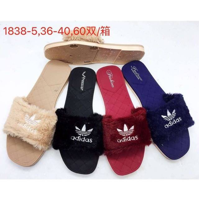 adidas fur slippers