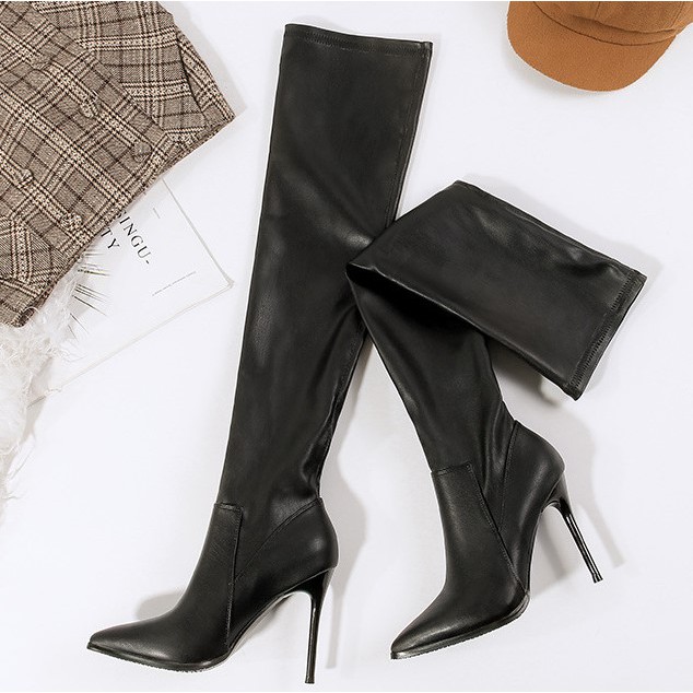 leather over the knee high boots