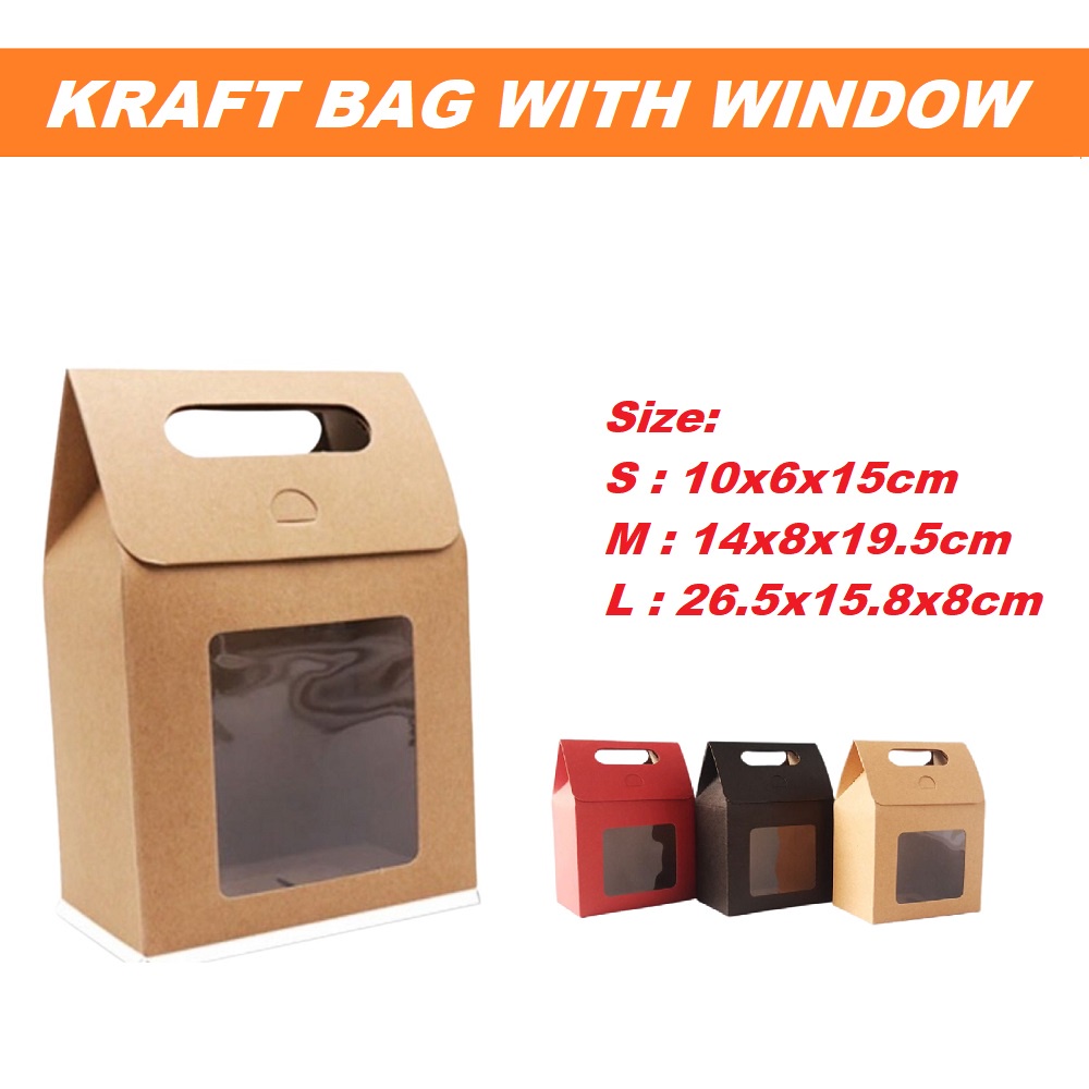 Kraft Box With Window Punch Hole Handle Shopee Philippines