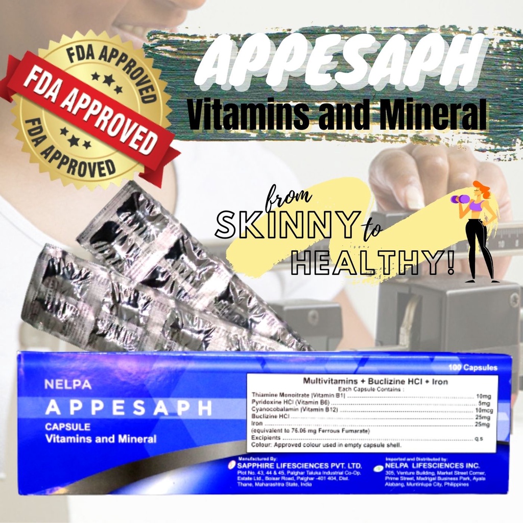 NELPA APPESAPH Vitamins and Minerals MULTIVITAMINS + BUCLIZINE HCI