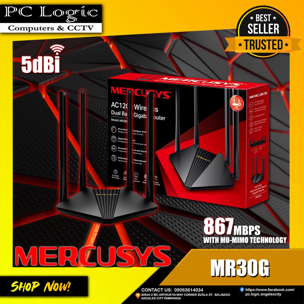 Mercusys MR30G AC1200 Wireless Dual Band Gigabit Router Shopee