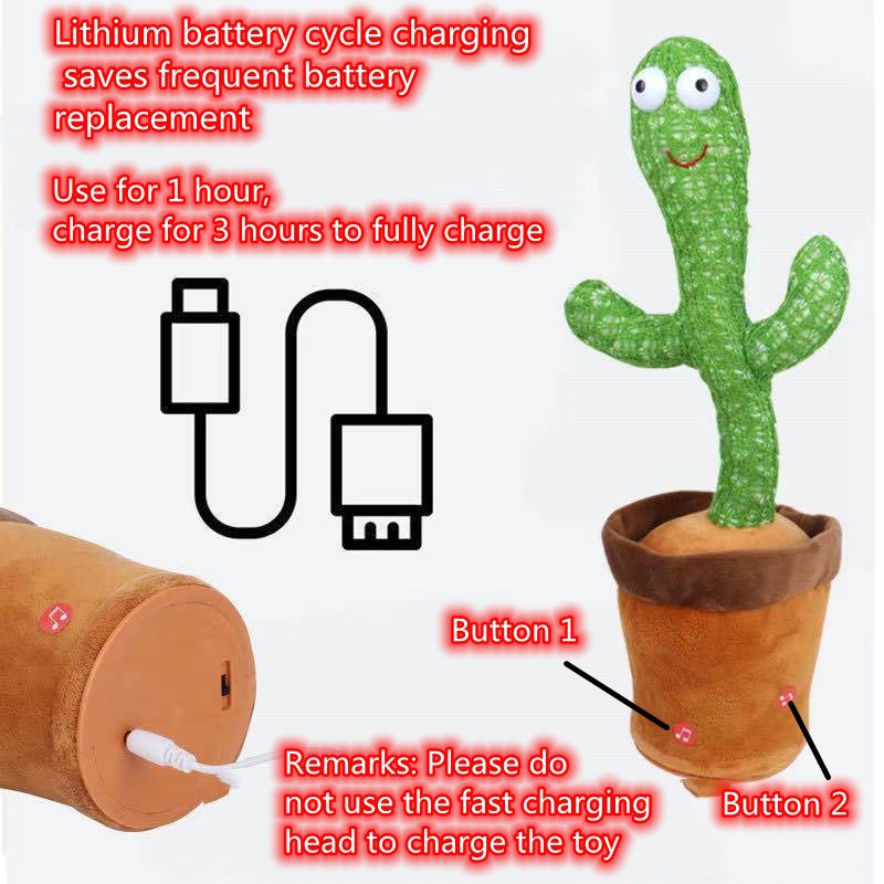 J.C SHOP Dancing Cactus Plush Shake Toy 