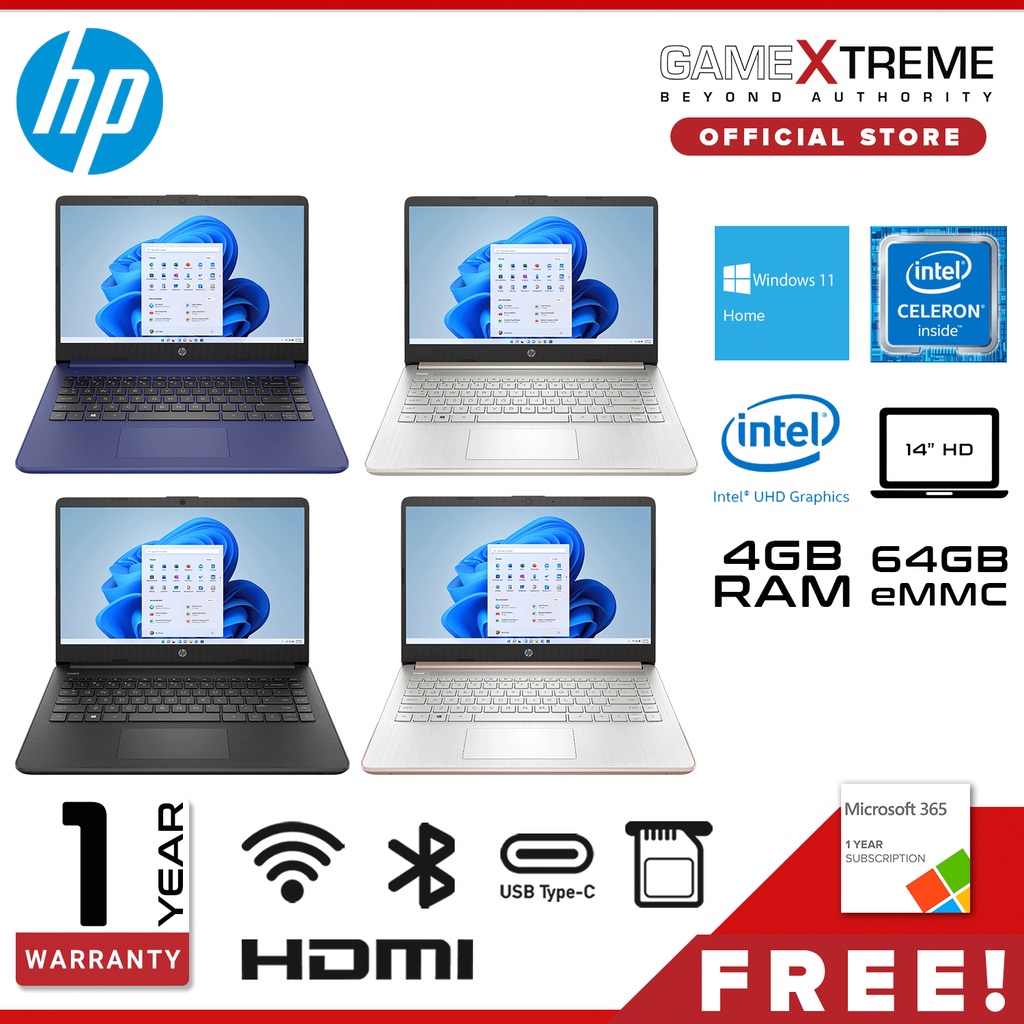 HP Laptop 14 FHD Dualcore Celeron N4020 Intel UHD 600 4GB RAM 64GB