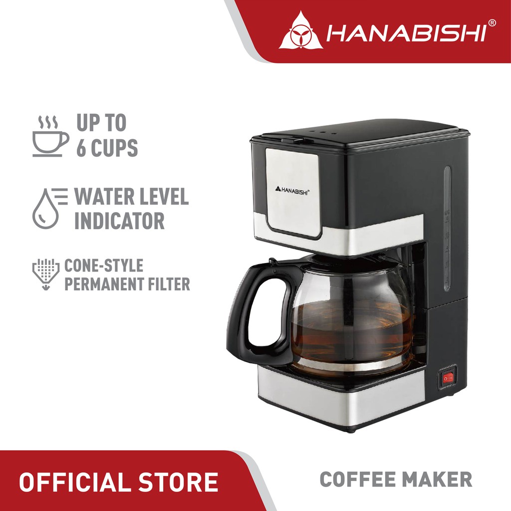 Hanabishi Coffee Maker Hcm15xb Up To 6 Cups Illuminated Switch Water Indicator Shopee Philippines
