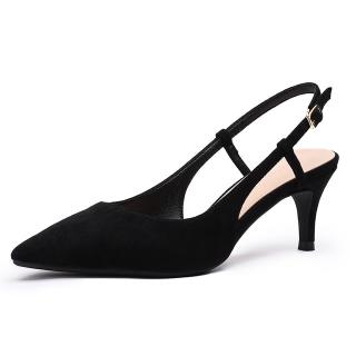 black high heel slingback shoes