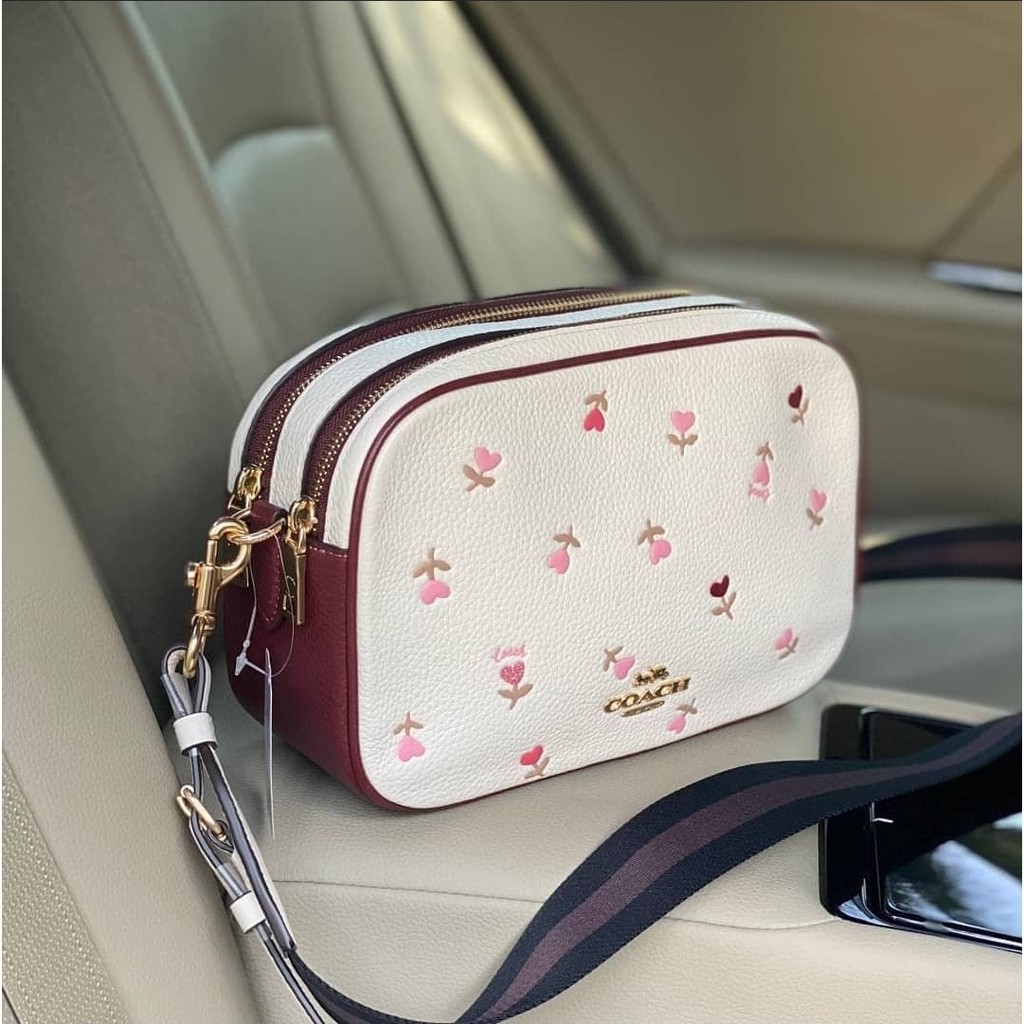 . C2835 Jes Crossbody Bag in Chalk Refined Pebble Leather with  Multicolor Heart Floral Print | Shopee Philippines