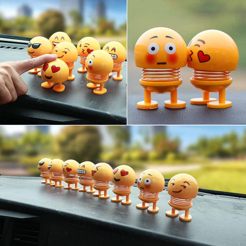 Cute Smile Emoji Doll Car Decoration Shaking Head Doll Car Interior Dashboard Decoration