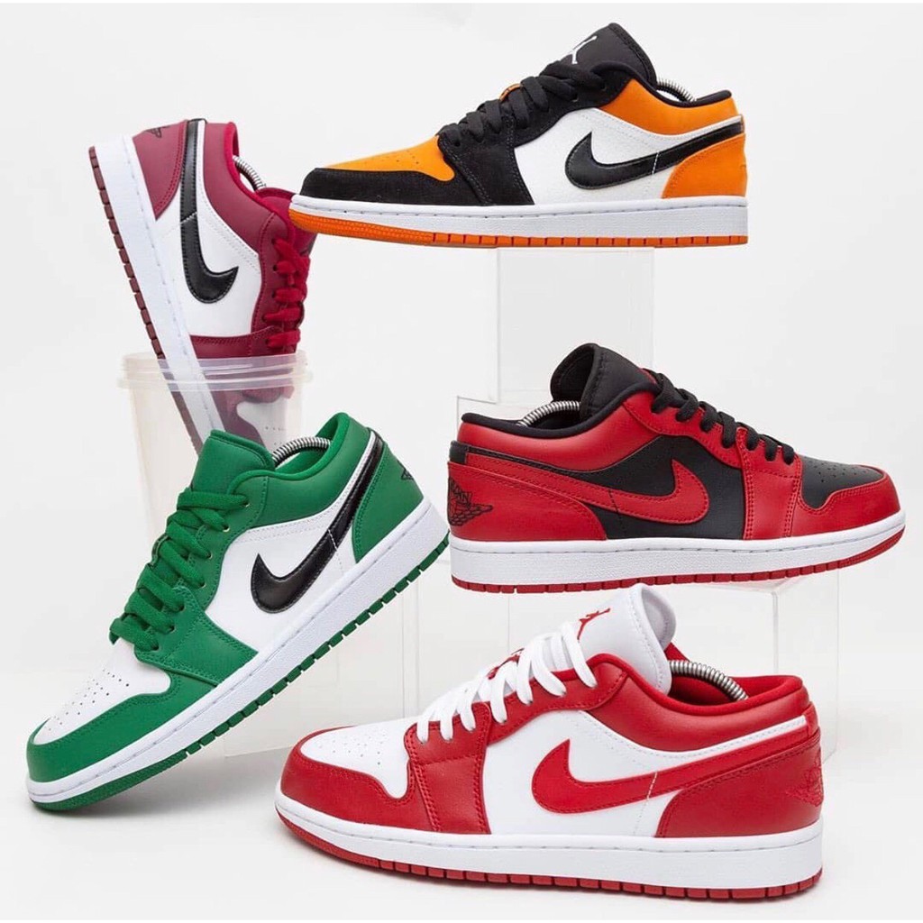 Nikee Air Jordan 1 "Black Toe" red black low cut sneaker shoes for Men