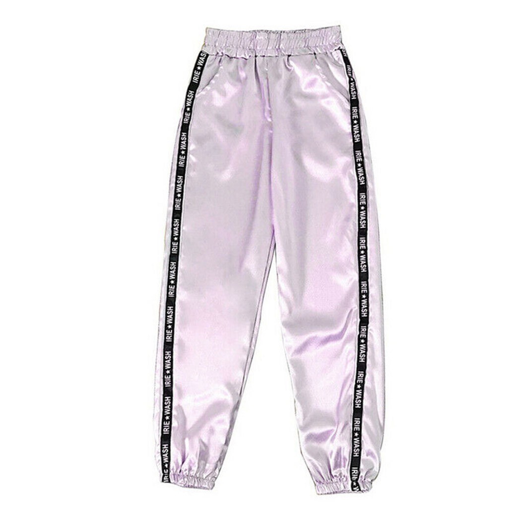 ribbon pockets long elastic sport jogger pants