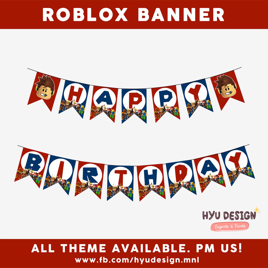 Roblox birthday party decoration happy birthday banner party banner 