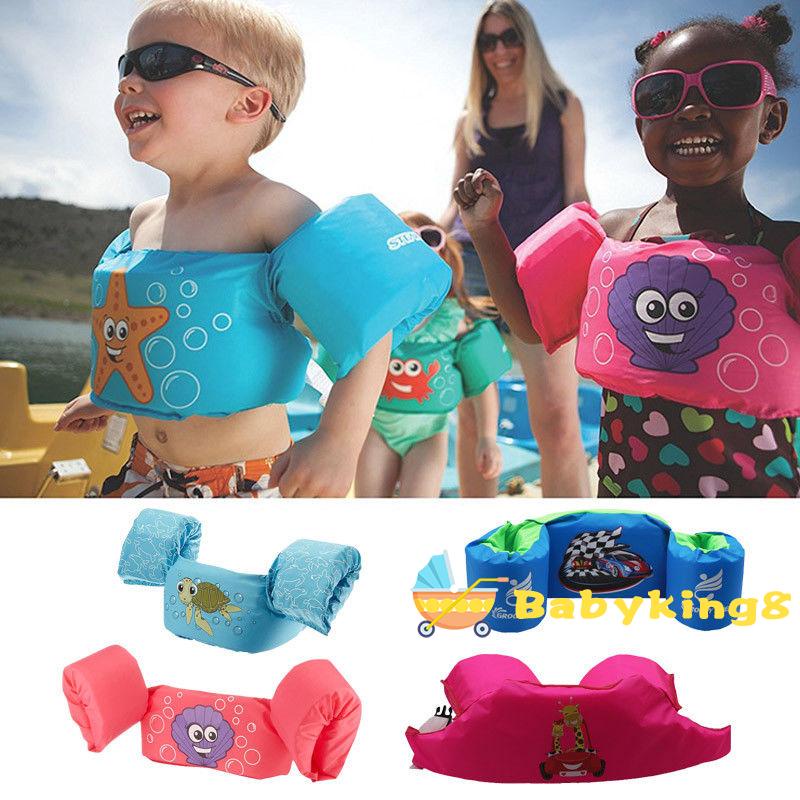 THOUSMOON Toddler Kids Gingham Seersucker Flotation Device Cover Baby Swim Puddle Jumper Cover Life Jacket/ Life Vest Blue