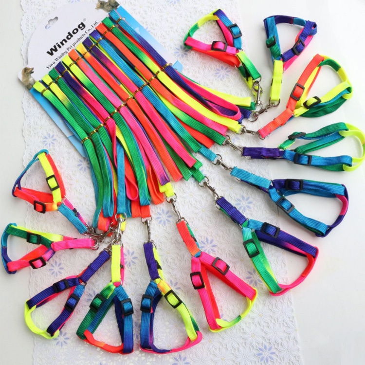 Colorful Rainbow Pet Dog Collar Seat Belt Soft Walking Seat Belt Leash