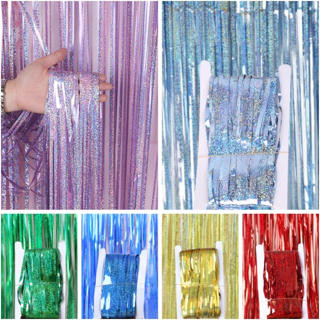 Party Backdrop Curtains Glitter Gold Tinsel Fringe Foil Curtain