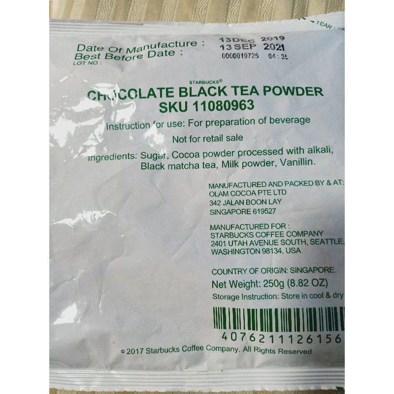STARBUCKS CHOCOLATE POWDER 250GRAMS Shopee Philippines