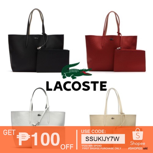 lacoste leather tote bag
