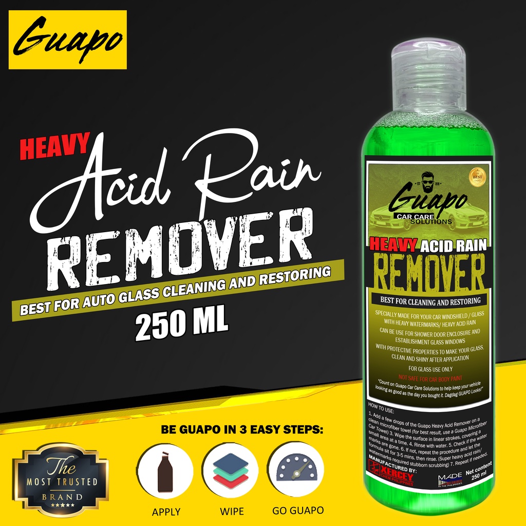 Guapo Car Care Heavy Acid Rain Remover for Glass Windshield Water mark Watermarks Remover 250ml