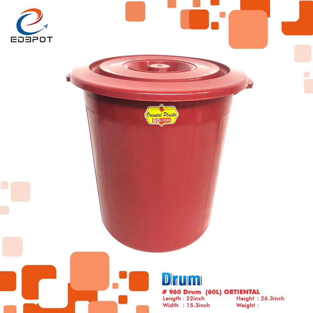 Househod Drum Red/Water Storage (60 Liters) High Quality Durable Random Color