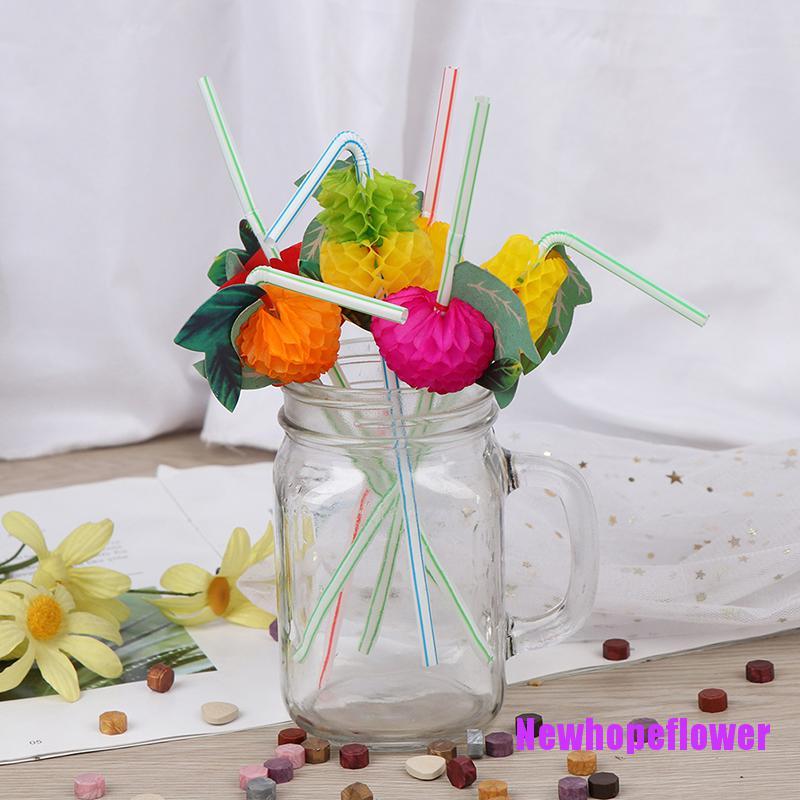 [NFPH] 50Pcs Hawaiian 3D Fruit Cocktail Straws Umbrella Drinking Straws ...