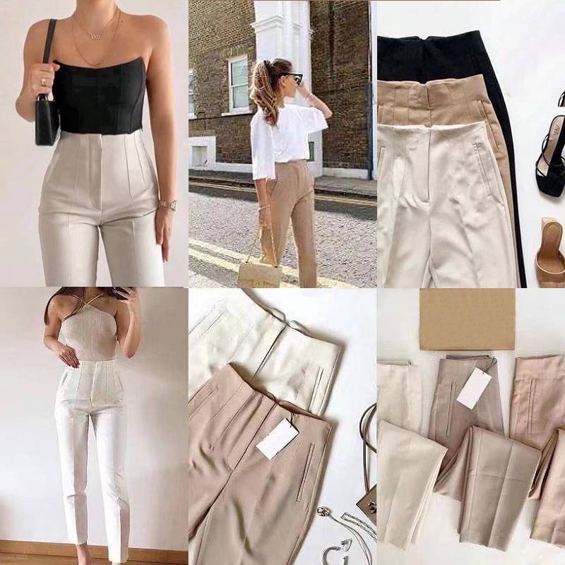 KILY.PH Trouser High Waist Pants For Women Office Pants With Pocket And Zipper 19A0052 Shopee
