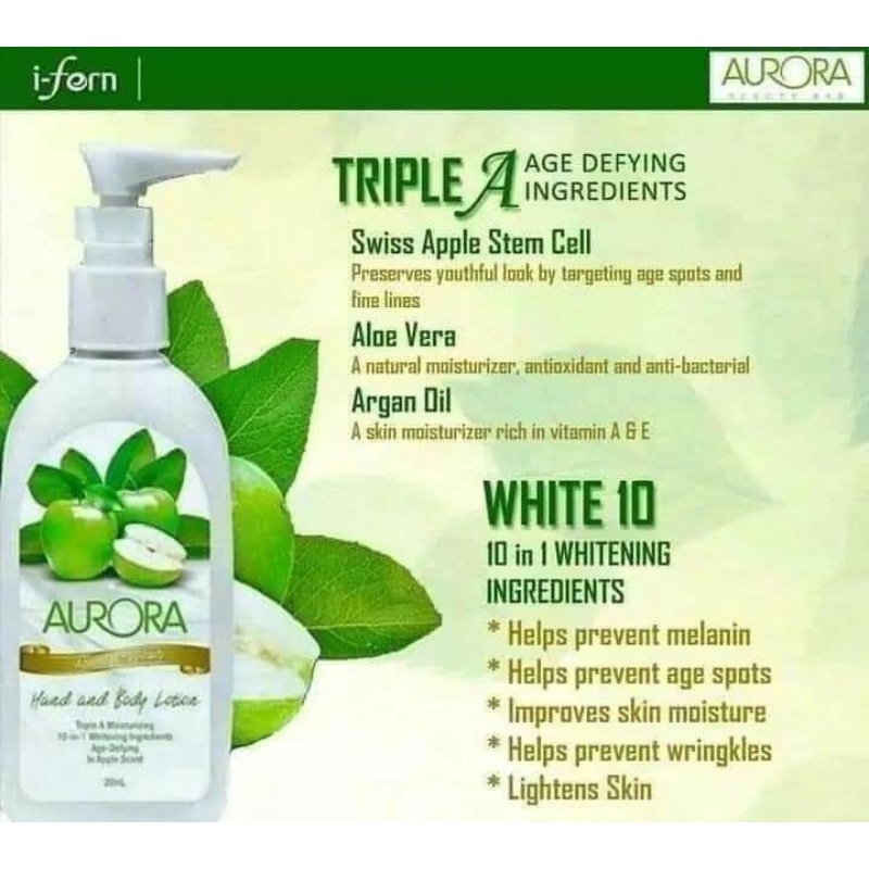 Authentic Aurora Hand and Body Lotion ifern Shopee Philippines