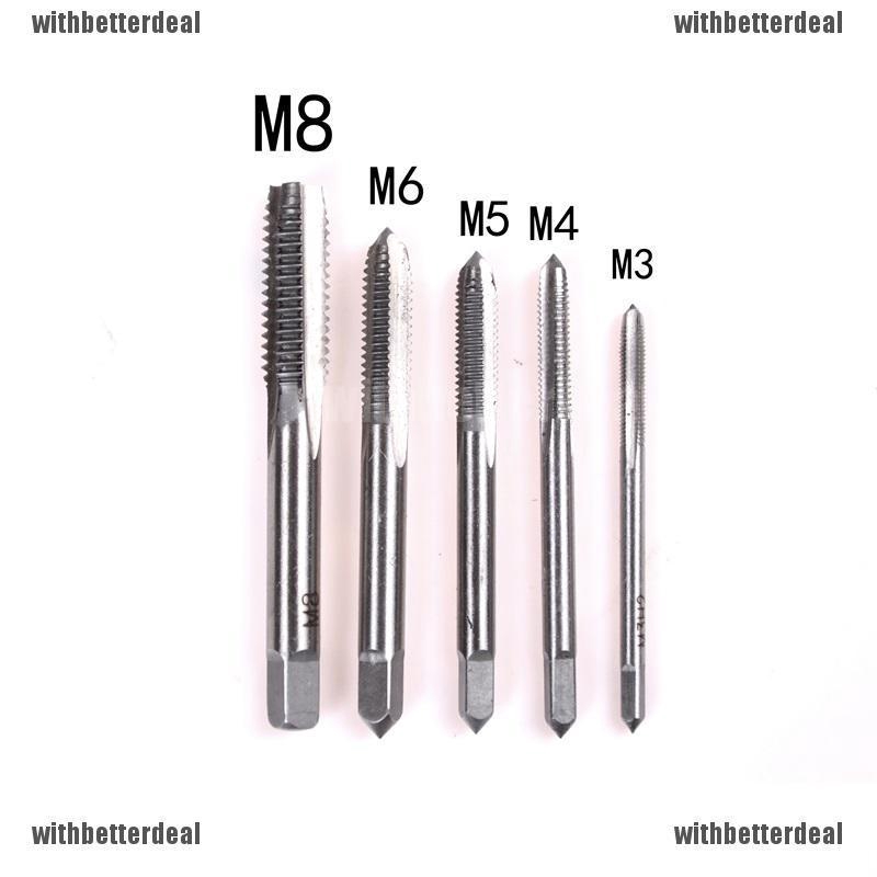 5X//Set M3 M4 M5 M6 M8 Hand Tap Straight Flute 3mm-8mm Hand Fast tapping Tool HF