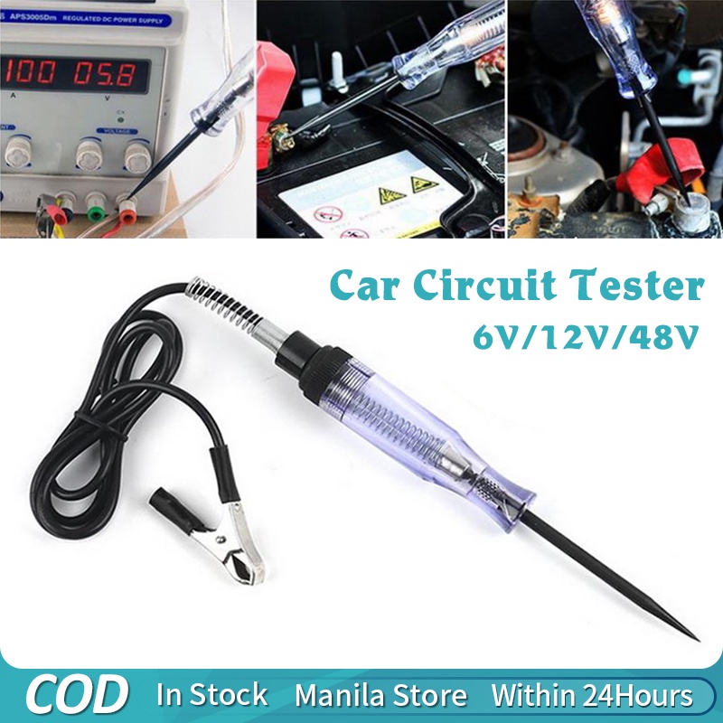 Automotive Circuit Tester 6V 12V 24V DC Long Probe Tester With ...