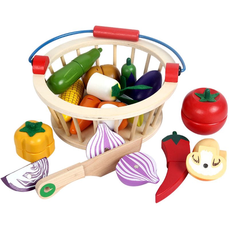 wooden fruit cutting toy