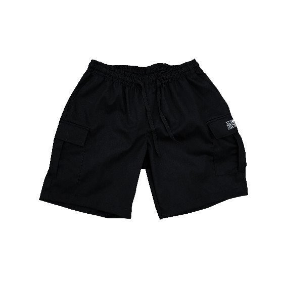 black cargos shorts