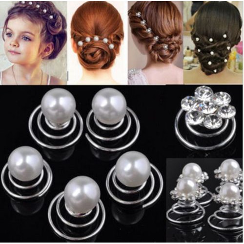 12pcs Wedding Bridal Crystal Hair Pins Twists Coils Flower Swirl