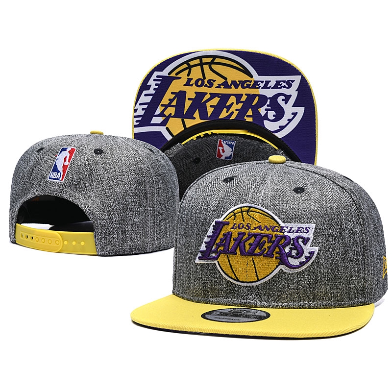 gray lakers hat