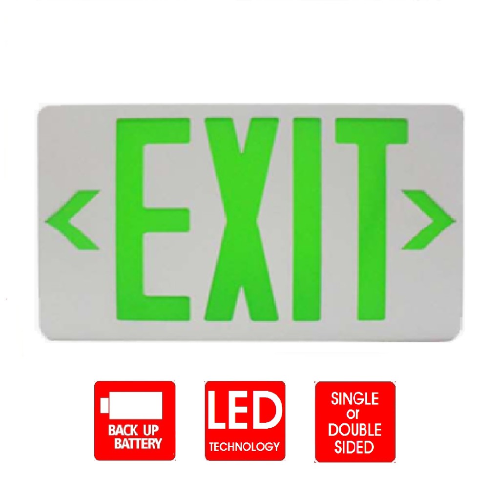 EZXEU2GWEM Green LED Exit Sign with Arrow Emergency Light with Arrow ...