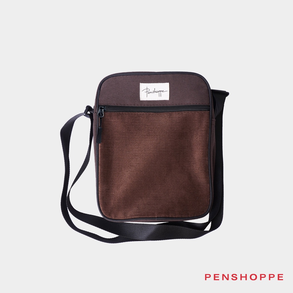 Penshoppe Sling Bag With Woven Label For Men (Amber Brown/Burnt Olive ...