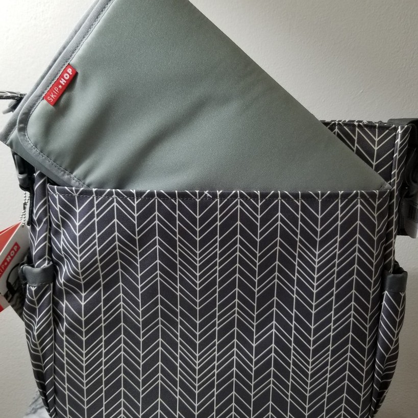 skip hop duo signature diaper bag grey feather